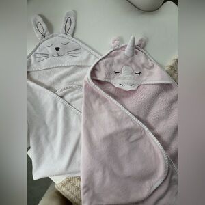 Nordstrom Kids Hooded Unicorn & Bunny Wraps - Pink & Light Gray